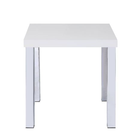 ACME Harta End Table White High Gloss & Chrome Finish