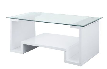 ACME Nevaeh Coffee Table Clear Glass Top & White High Gloss Finish