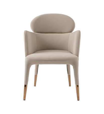 Modrest Shannon - Modern Beige Vegan Leather + Rosegold Dining Chair