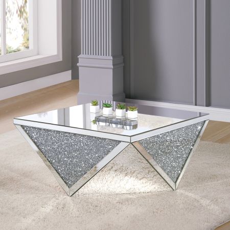 ACME Noralie Coffee Table Mirrored & Faux Diamonds