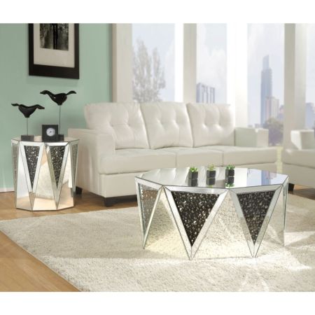 ACME Nysa Coffee Table Mirrored & Faux Crystals