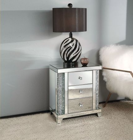 ACME Noralie Accent Table Mirrored & Faux Diamonds