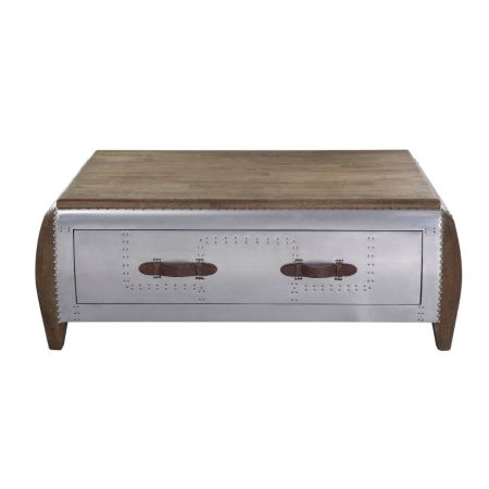 ACME Brancaster Coffee Table Antique Oak & Aluminum