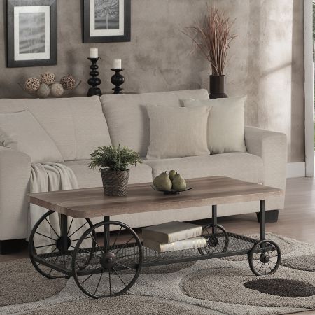 ACME Francie Coffee Table Oak & Antique Gray Finish