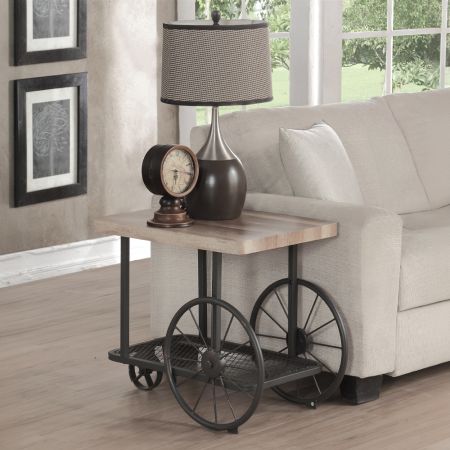 ACME Francie End Table Oak & Antique Gray Finish