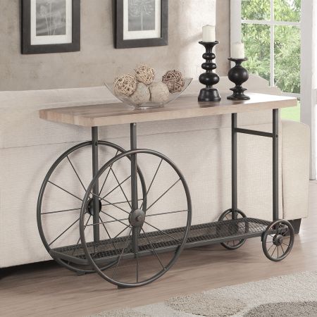 ACME Francie Sofa Table Oak & Antique Gray Finish