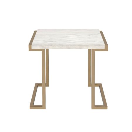 ACME Boice II End Table Faux Marble Top & Champagne Finish