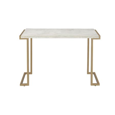 ACME Boice II Sofa Table Faux Marble Top & Champagne Finish