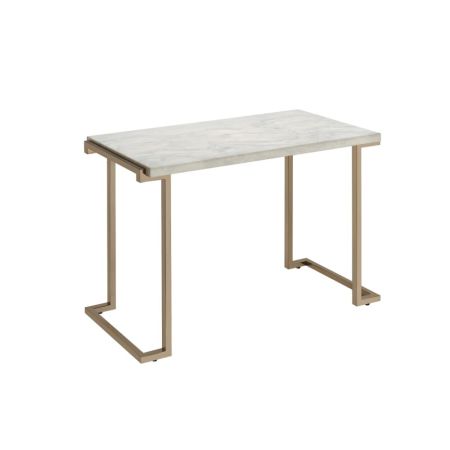 ACME Boice II Sofa Table Faux Marble Top & Champagne Finish