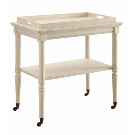 ACME Frisco Serving Cart Antique White Finish