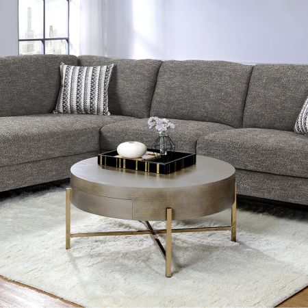 ACME Weyton Coffee Table Light Brown & Champagne Finish