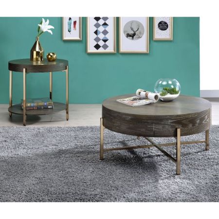 ACME Weyton Coffee Table Light Brown & Champagne Finish