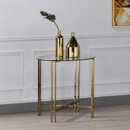 ACME Veises End Table Champagne Finish