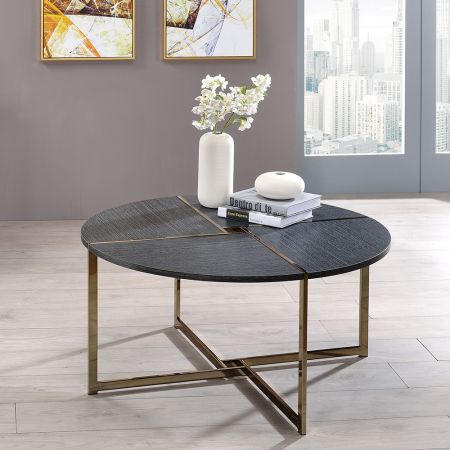 ACME Bromia Coffee Table Black & Champagne Finish