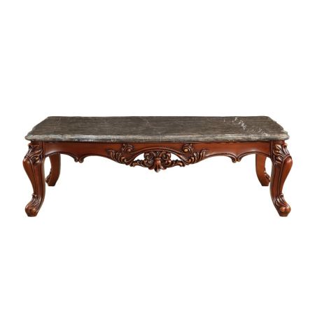 ACME Eustoma Coffee Table Marble Top & Walnut Finish