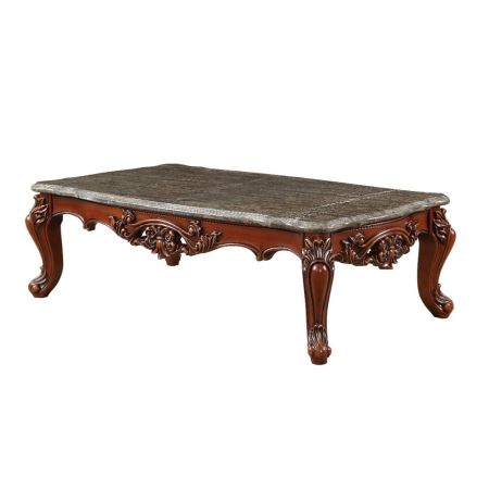 ACME Eustoma Coffee Table Marble Top & Walnut Finish