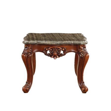 ACME Eustoma End Table Marble Top & Walnut Finish