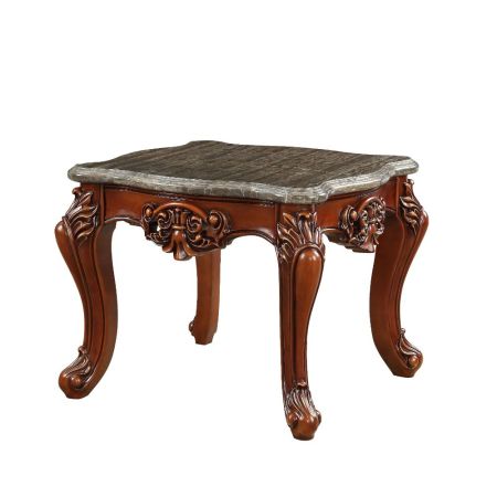 ACME Eustoma End Table Marble Top & Walnut Finish