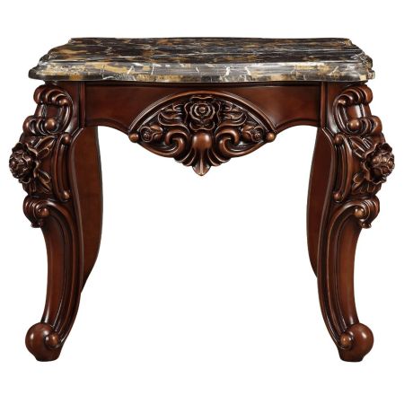 ACME Forsythia End Table Marble Top & Walnut Finish