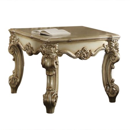 ACME Vendome II End Table Gold Patina & Bone Finish