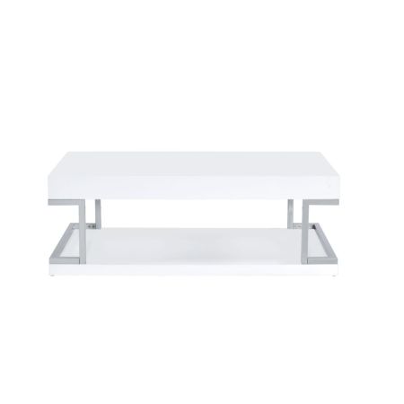 ACME Aspers Coffee Table White Top & Chrome Finish