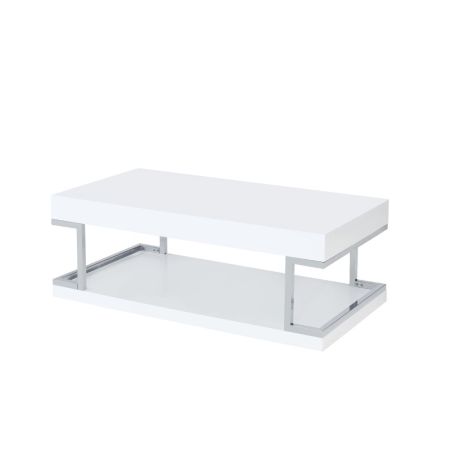 ACME Aspers Coffee Table White Top & Chrome Finish