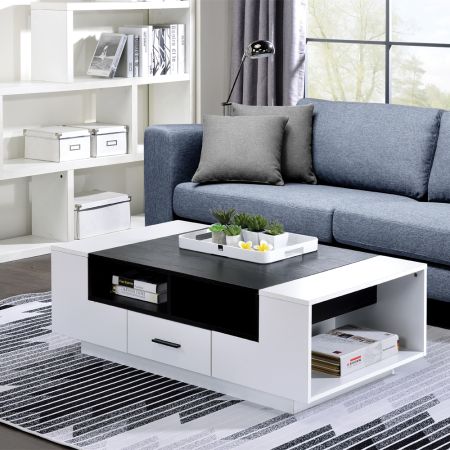 ACME Armour Coffee Table White & Black Finish