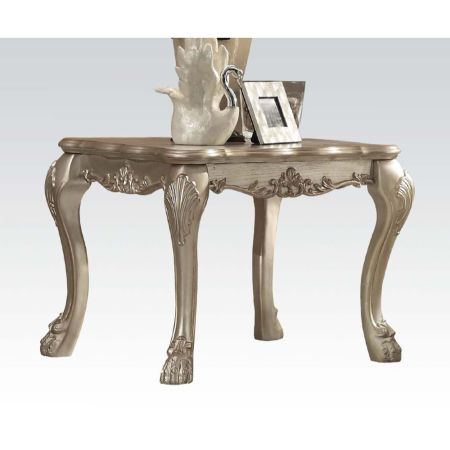 ACME Dresden End Table Gold Patina & Bone Finish