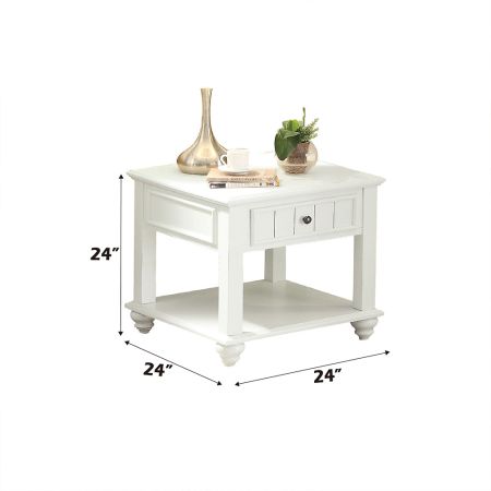 ACME Natesa End Table White Washed Finish