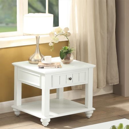 ACME Natesa End Table White Washed Finish