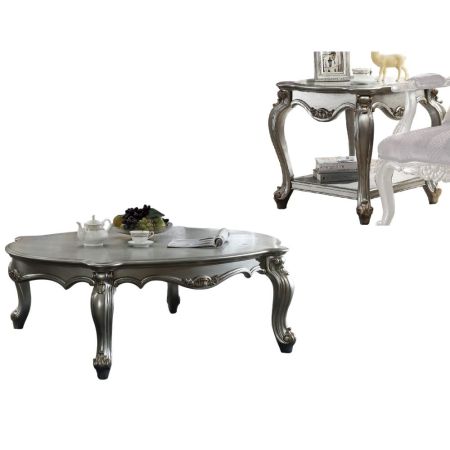 ACME Picardy Coffee Table Antique Platinum Finish