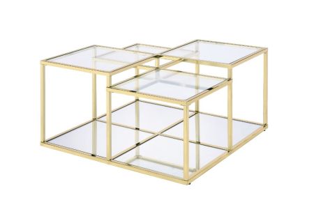 ACME Uchenna Coffee Table Clear Glass & Gold Finish Finish