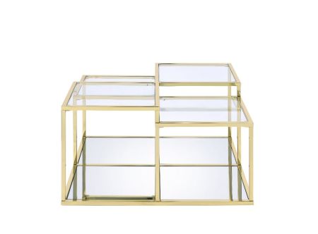 ACME Uchenna Coffee Table Clear Glass & Gold Finish Finish