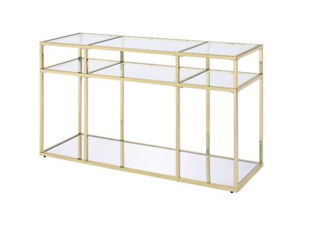 ACME Uchenna Sofa Table Clear Glass & Gold Finish