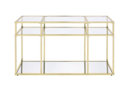 ACME Uchenna Sofa Table Clear Glass & Gold Finish