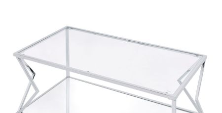 ACME Virtue Coffee Table Clear Glass & Chrome Finish