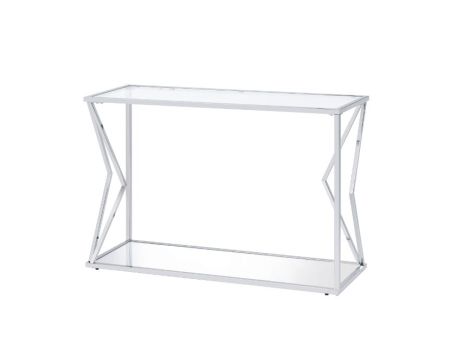 ACME Virtue Sofa Table Clear Glass & Chrome Finish