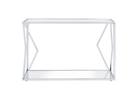 ACME Virtue Sofa Table Clear Glass & Chrome Finish