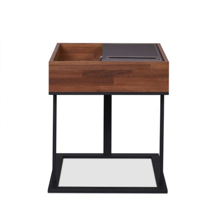 ACME Sara II Accent Table Espresso Pu Walnut & Sandy Black Finish