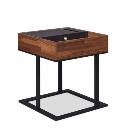 ACME Sara II Accent Table Espresso Pu Walnut & Sandy Black Finish