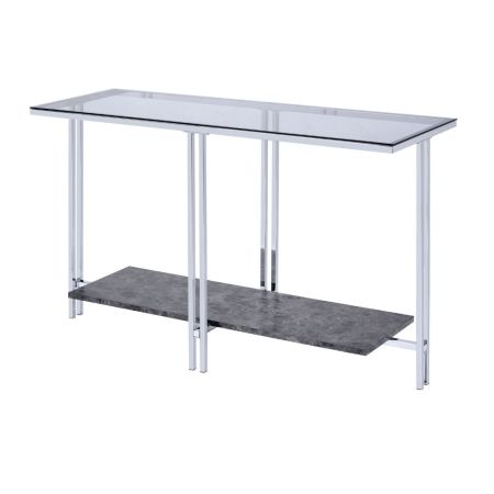 ACME Liddell Sofa Table Glass & Chrome Finish