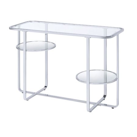 ACME Hollo Sofa Table Glass & Chrome Finish