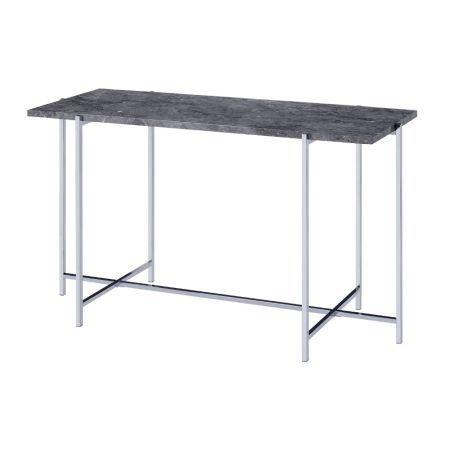 ACME Adelae Sofa Table Faux Marble Top & Chrome Finish