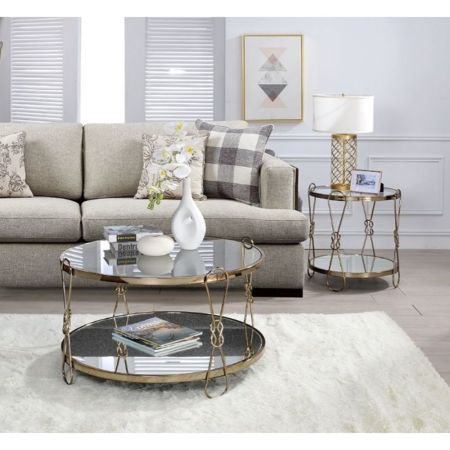 ACME Zekera Coffee Table Mirrored & Champagne Finish