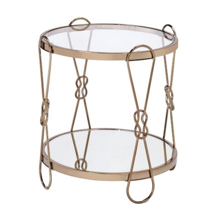 ACME Zekera End Table Mirrored & Champagne Finish