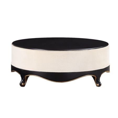 ACME Sheridan Cocktail Table Cream Fabric & Black Finish