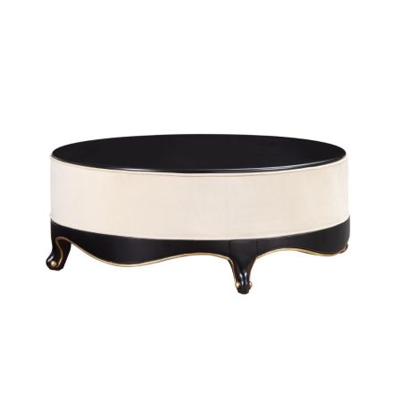 ACME Sheridan Cocktail Table Cream Fabric & Black Finish