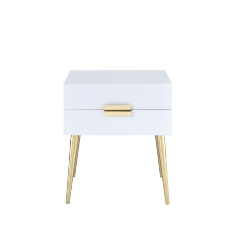 ACME Denvor End Table White & Gold Finish