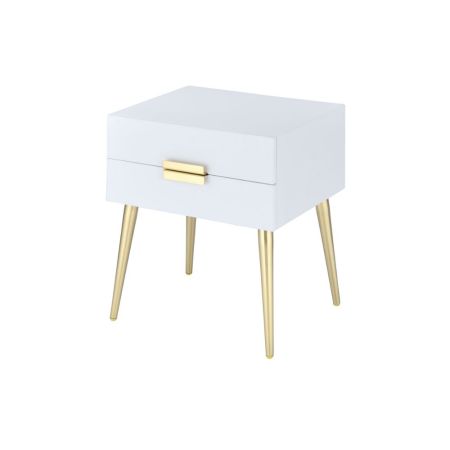 ACME Denvor End Table White & Gold Finish