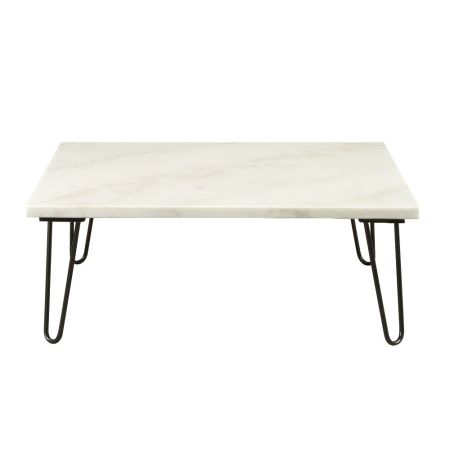 ACME Telestis Coffee Table White Marble Top & Black Finish